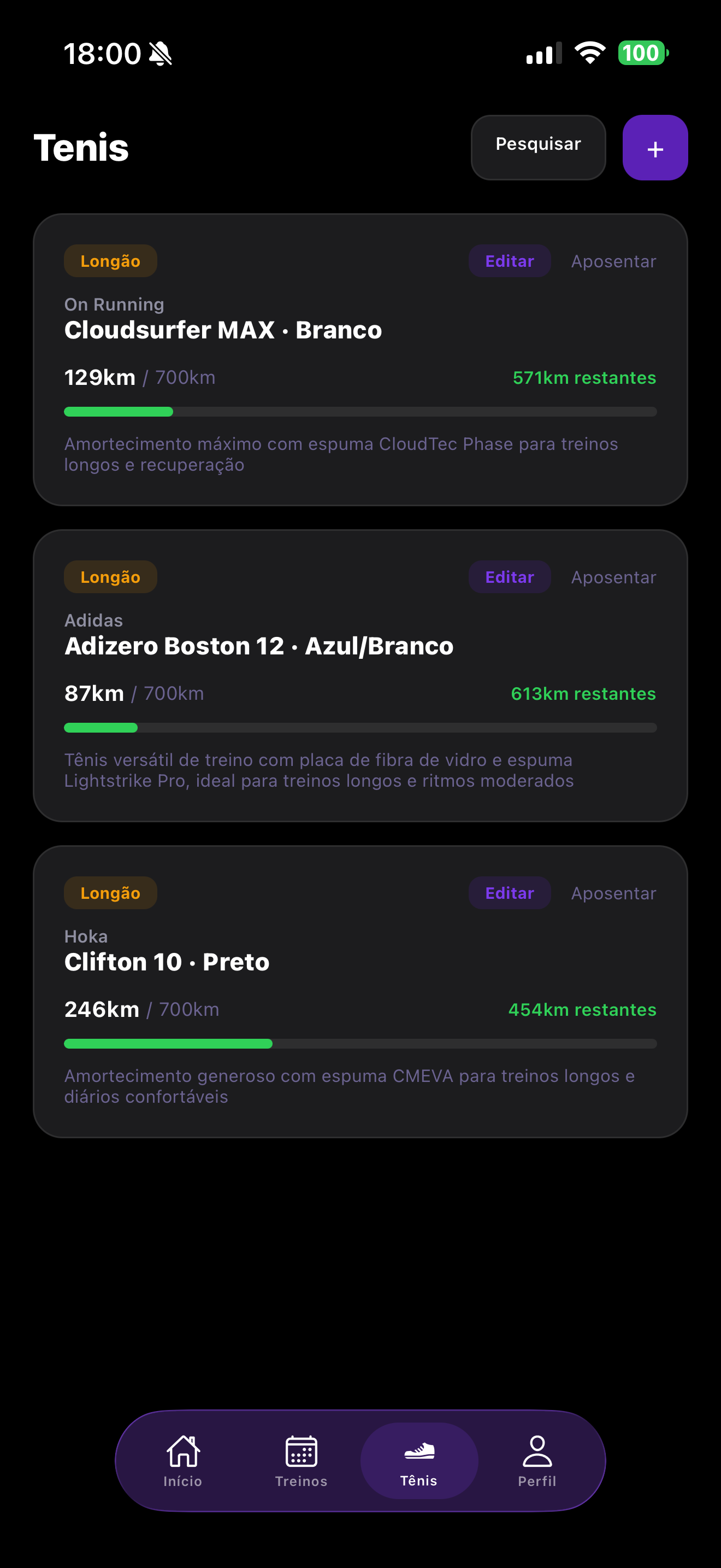 RunCoach — Tênis recomendado pela IA